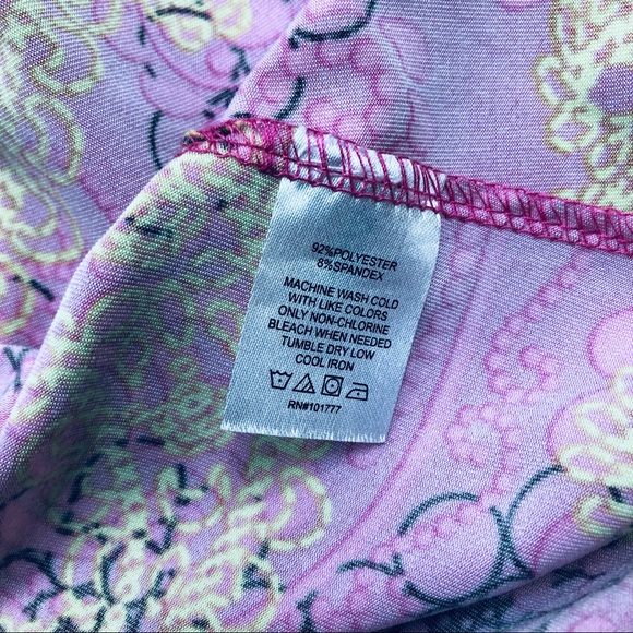 Lola Size Large Athletic Dress Pink & Green Paisley Print Spaghetti Strap - Picture 6 of 6